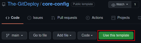 The "Use this template" button is on the top right of the code section